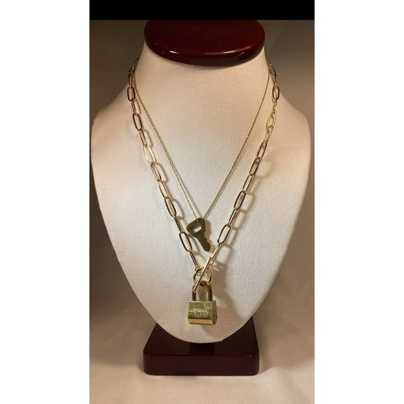 Gucci Jewelry - Vintage Gucci Lock and Key layered toggle necklace & chain w/ bag